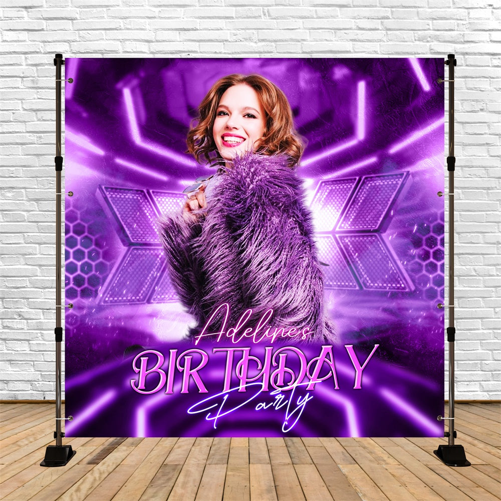 Lila Geburtstag Backdrop Neon Lila Diva Customized Backdrop LXX6-87