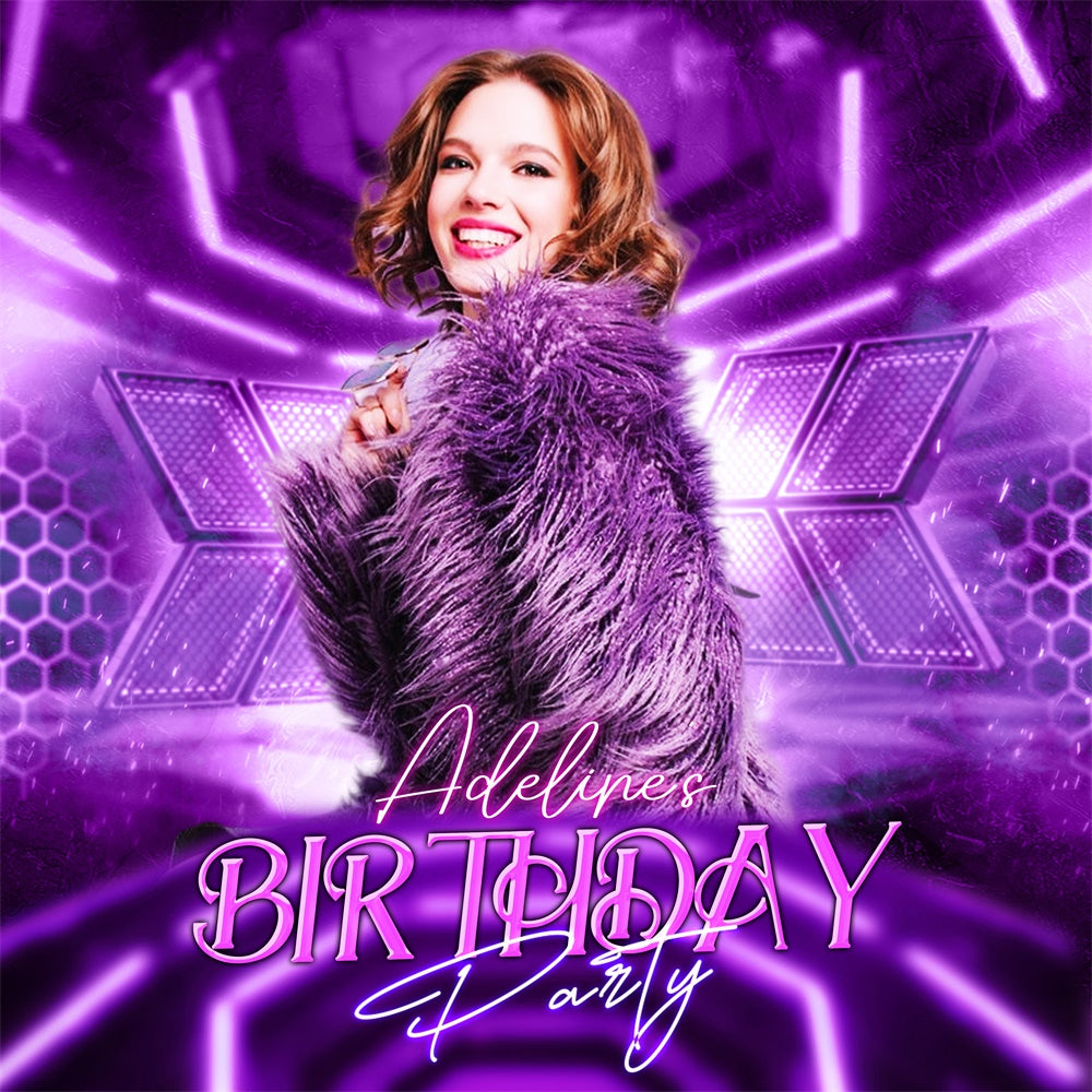 Lila Geburtstag Backdrop Neon Lila Diva Customized Backdrop LXX6-87