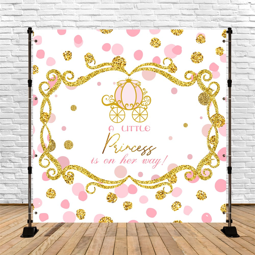 Baby Shower Backdrop Mädchen Gold Konfetti Kutsche Hintergrund LXX6-9