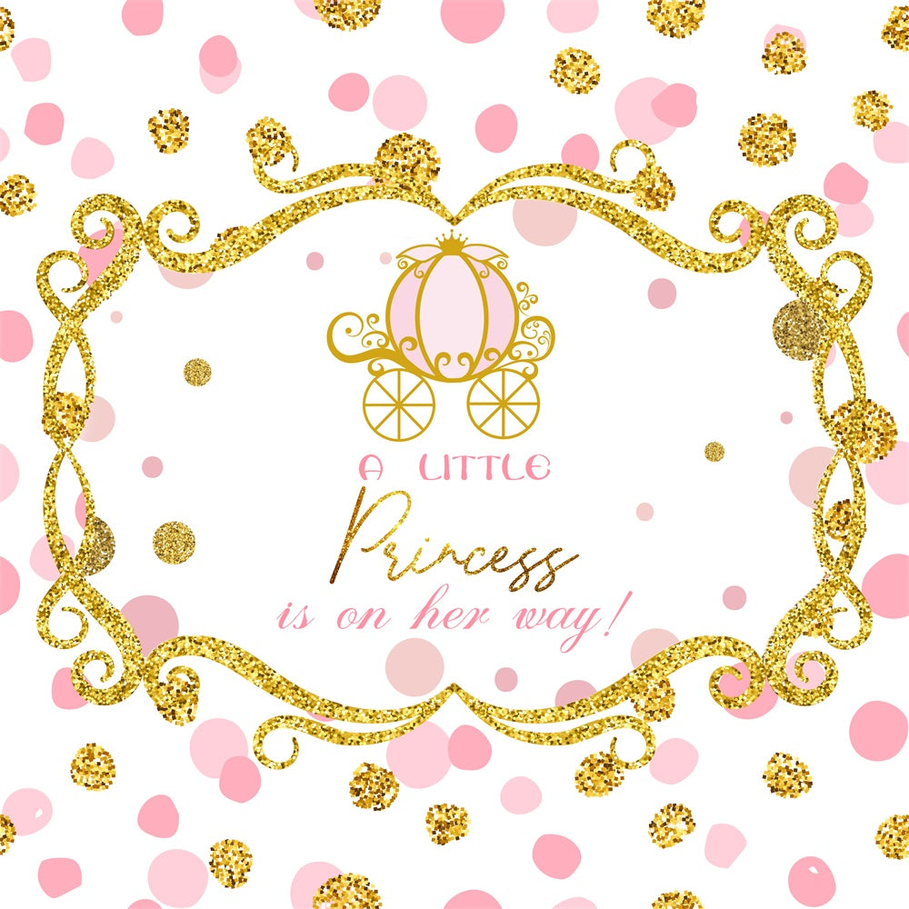 Baby Shower Backdrop Mädchen Gold Konfetti Kutsche Hintergrund LXX6-9