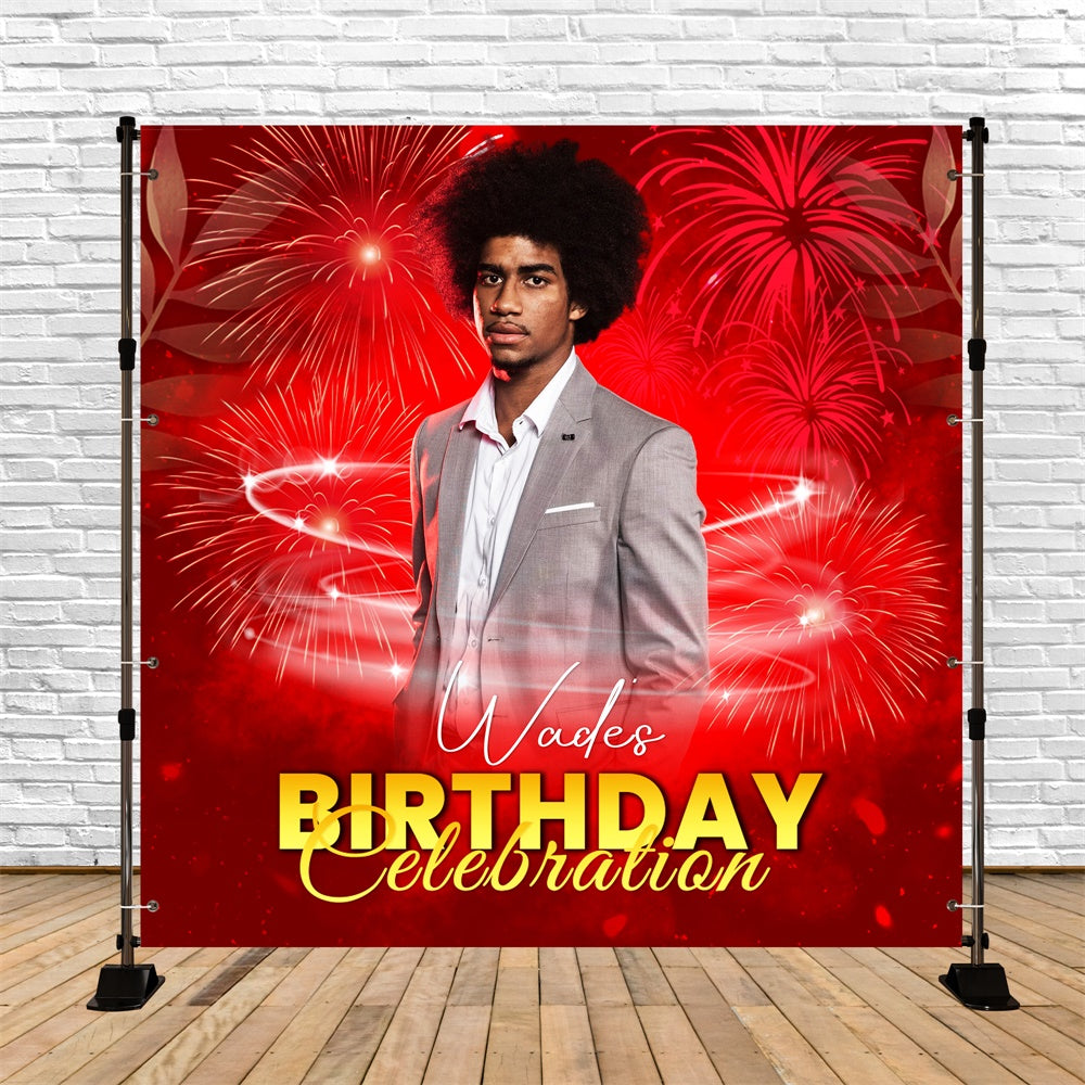 Backdrop für Geburtstagsparty Rot Glow Feuerwerk Customized Backdrop LXX6-91