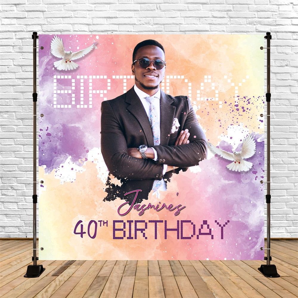 40. Geburtstag Backdrop Pastell Taube Geburtstag benutzerdefinierte Backdrop LXX6-99