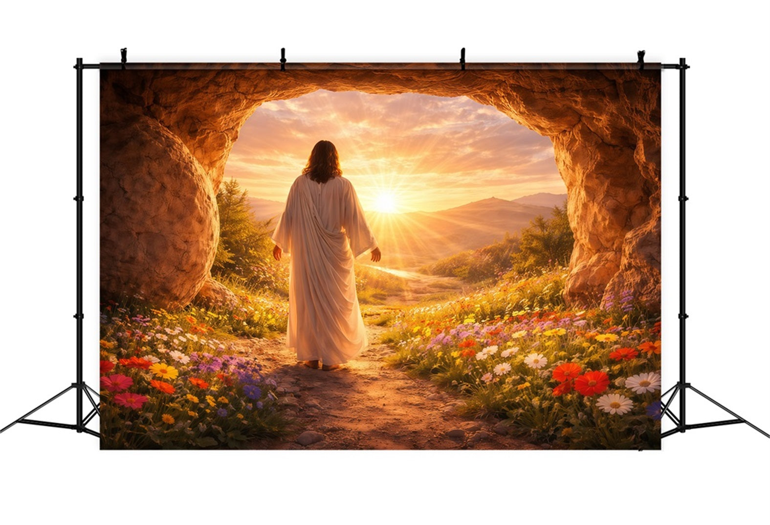 Christlicher Oster-Fotohintergrund „Er ist auferstanden“ Oster-Bildhintergrund „Glory Glow“ LXX61-138