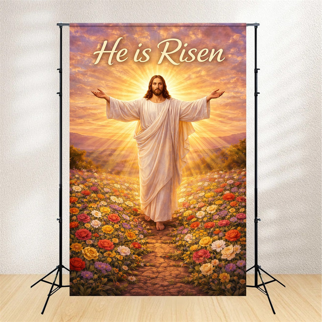 Er ist auferstanden Hintergrund Christus Heiliges Licht Blumen Ostern Hintergründe für Fotos LXX61-143