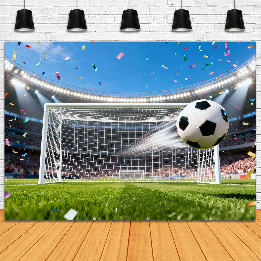 Fußballstadion-Hintergrund Feld Sieg Tor Moment Sportfotografie-Hintergründe LXX61-215