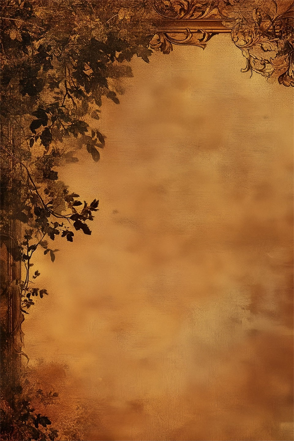 Porträtfoto-Hintergründe Antiker Sepia-Botanik-Rand Familienporträt-Hintergrund LXX61-31