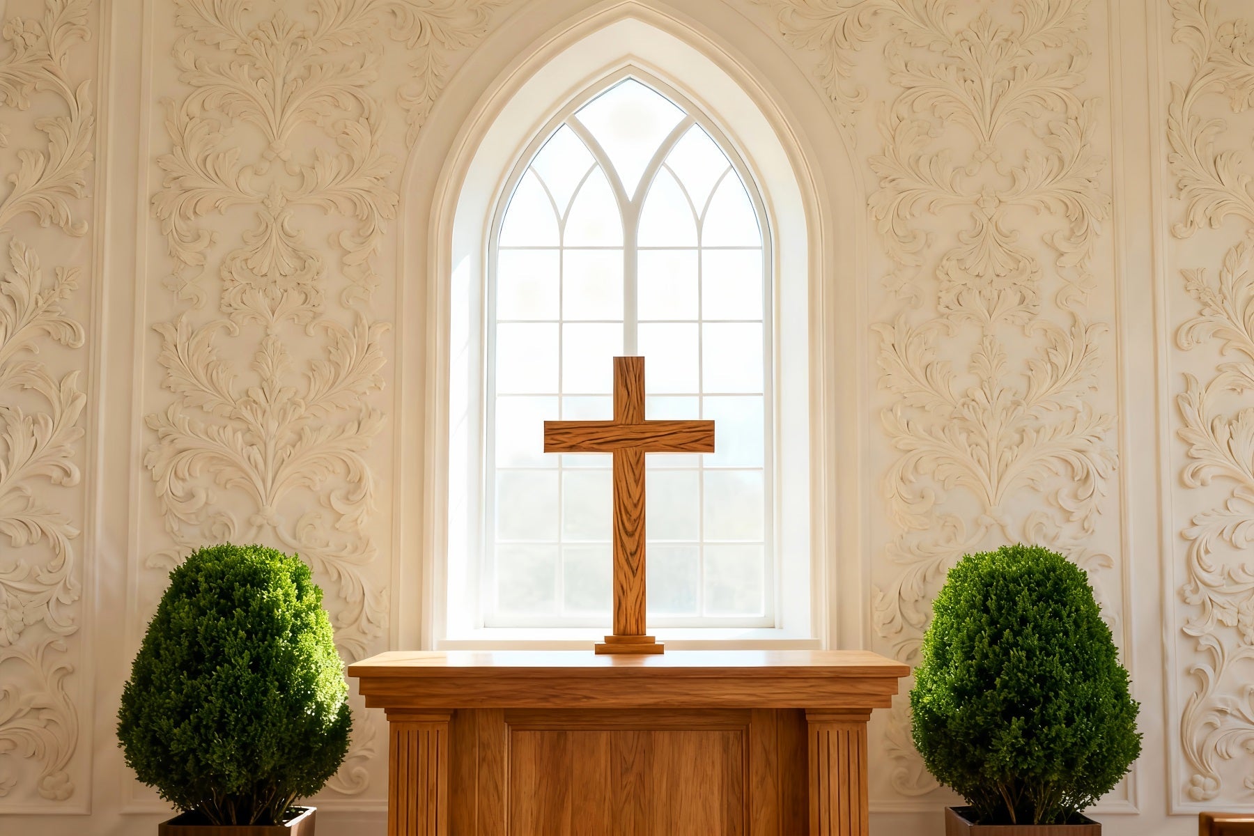 Kirchen-Osterhintergrund Klassisches Altarkreuz Bogenfenster Osterhintergrund 10x10 LXX61-44