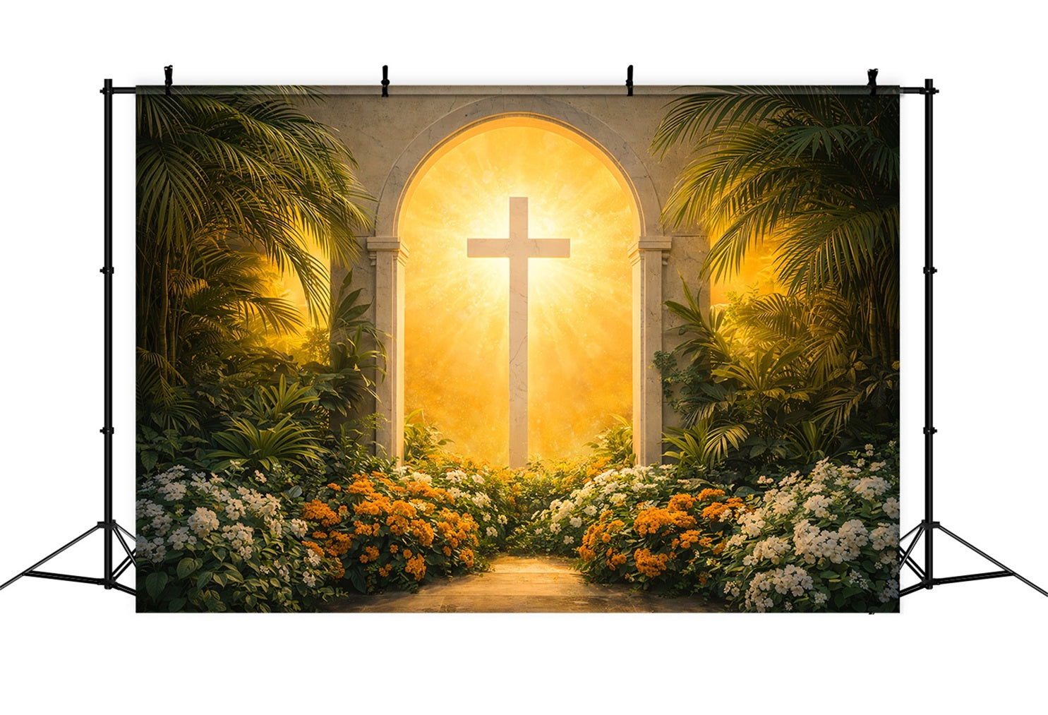 Ideen für Oster-Kirchenhintergründe Goldenes Kreuz Gartenlichtportal Osterhintergrund Fotos LXX61-53