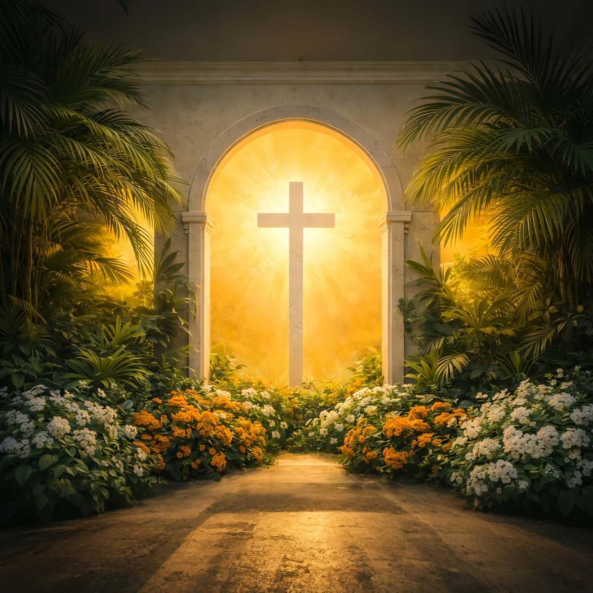 Ideen für Oster-Kirchenhintergründe Goldenes Kreuz Gartenlichtportal Osterhintergrund Fotos LXX61-53