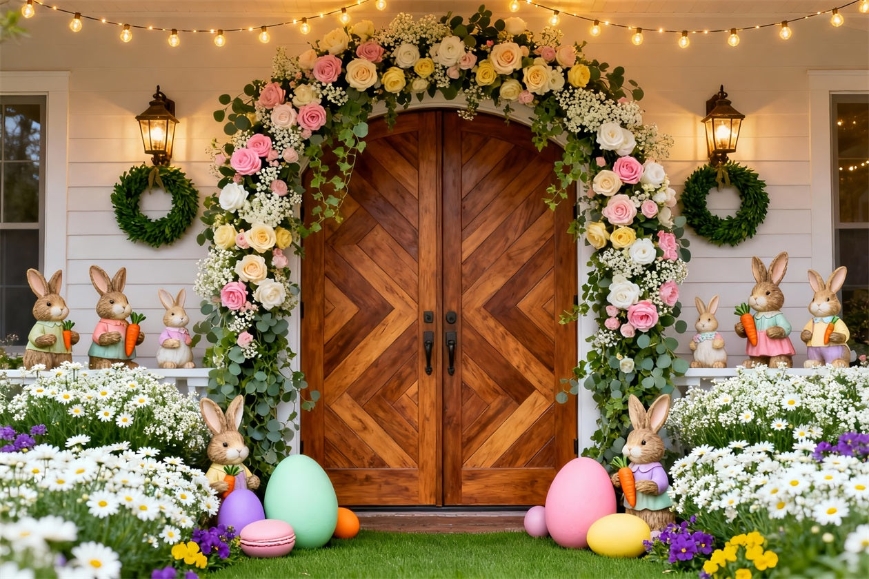 Osterhasen-Hintergründe Pastellfarbene Blumen-Fensterkränze Ideen für Oster-Hintergründe LXX61-72