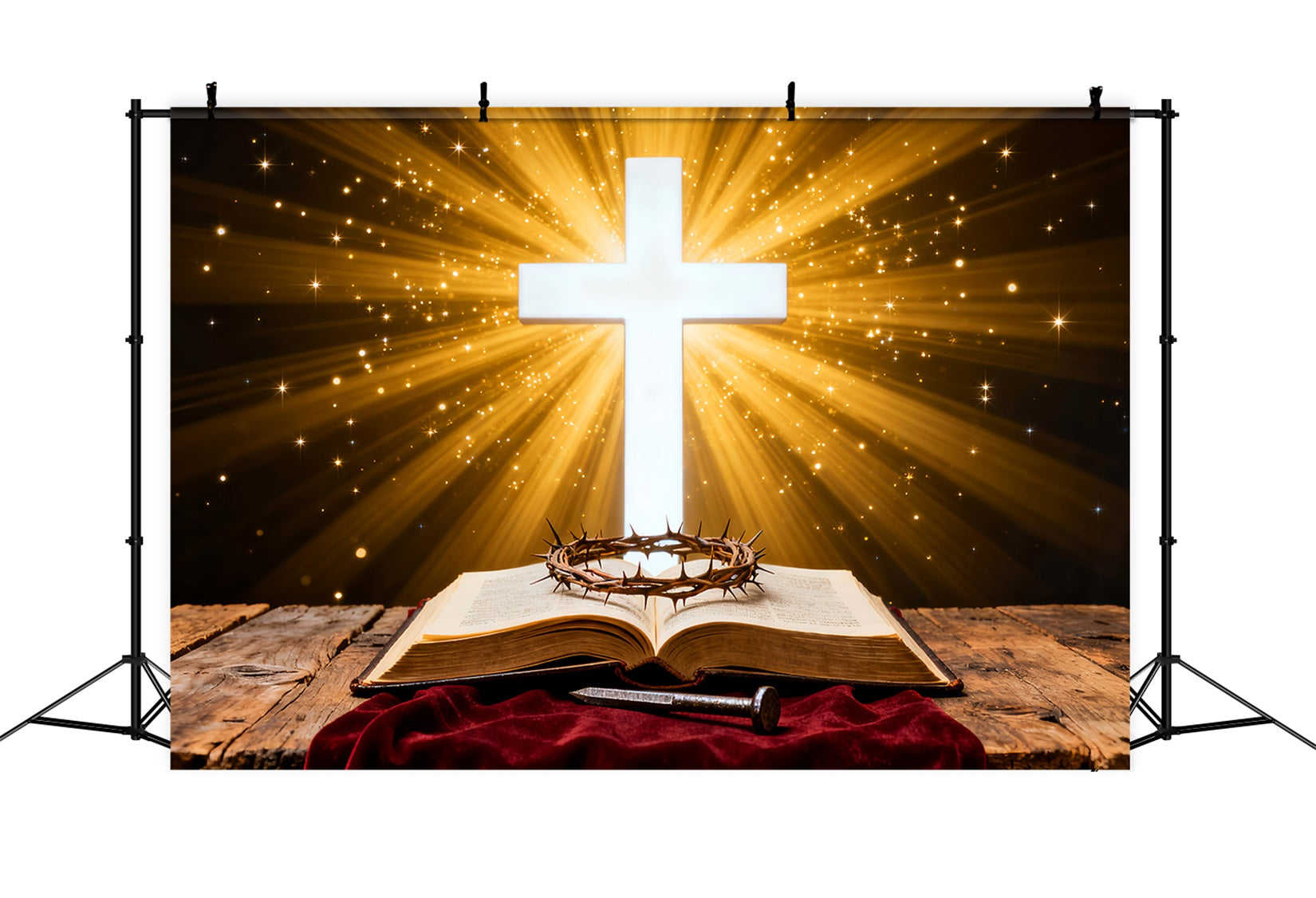 Christliche Oster-Fotohintergründe Strahlendes Kreuz Heilige Schrift Fotografie Oster-Hintergrund-Ideen LXX61-87