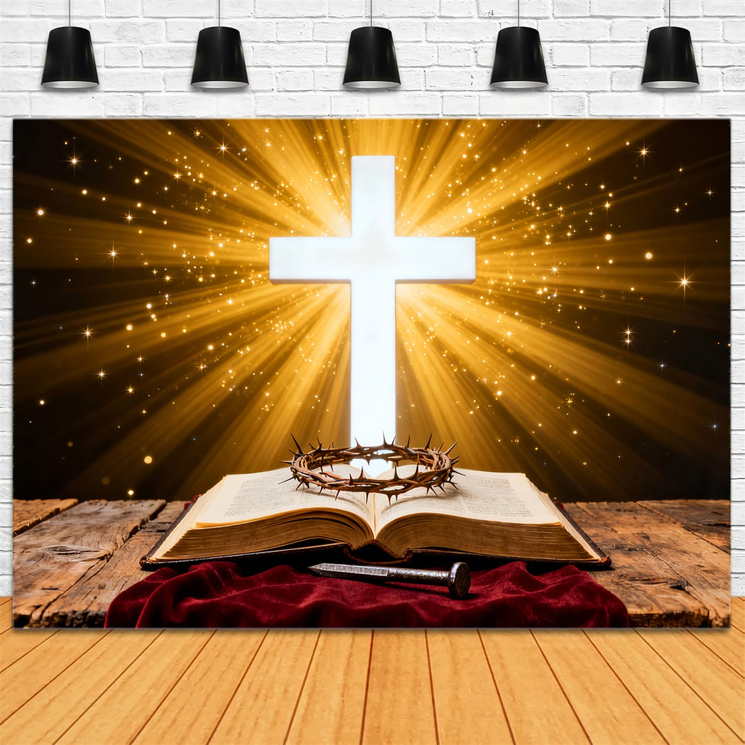 Christliche Oster-Fotohintergründe Strahlendes Kreuz Heilige Schrift Fotografie Oster-Hintergrund-Ideen LXX61-87