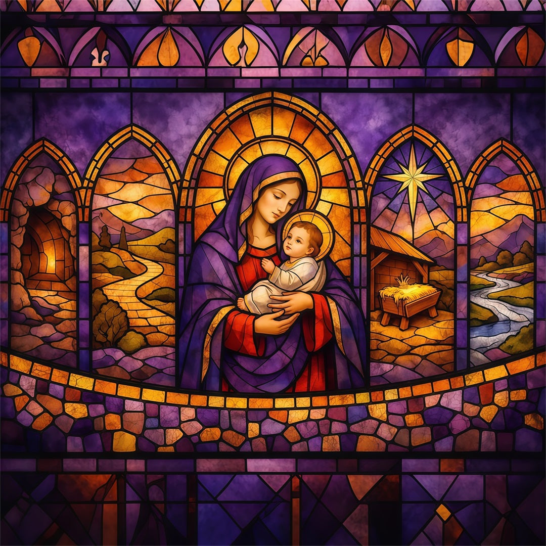 Ostern Kirche Fotohintergrund Heilige Mutter Kind Geburt Glas Ostern Hintergründe LXX62-34