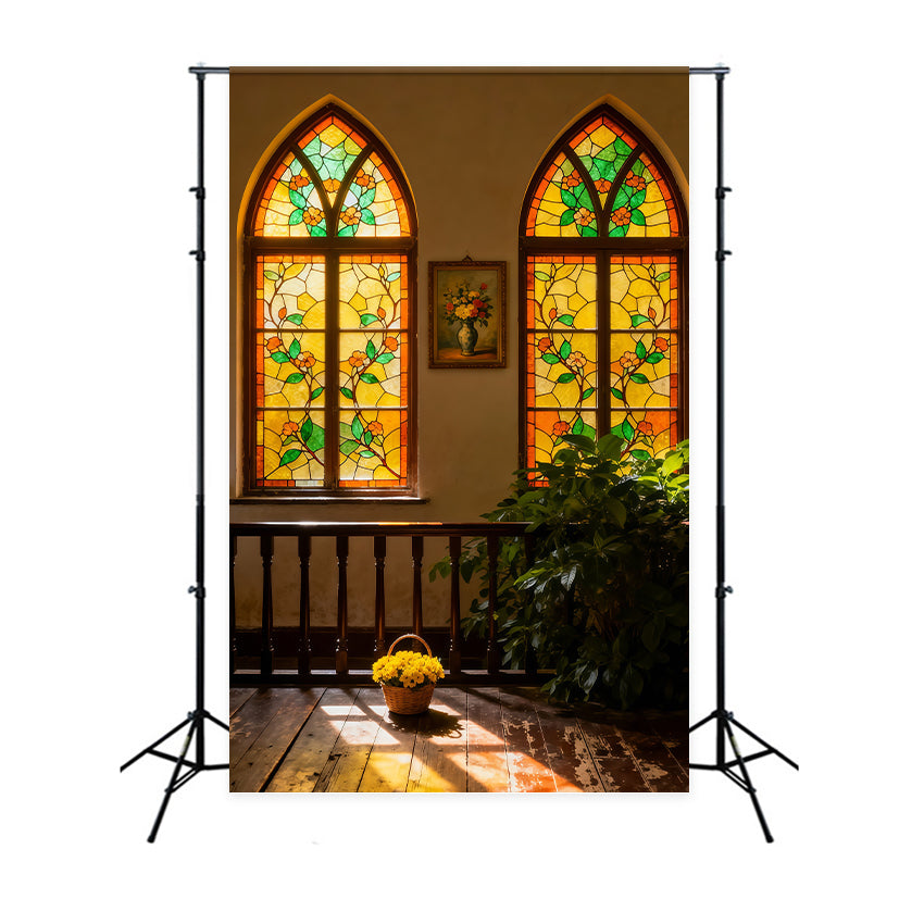 Buntglasfenster-Hintergrund Kirche Religiöse Oster-Hintergründe für die Fotografie LXX62-40