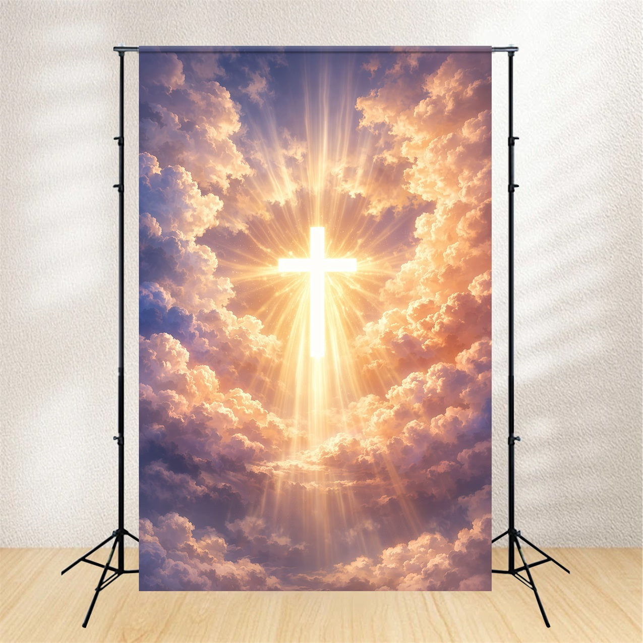 Kreuz-Hintergründe Himmlisches Heiliges Licht Wolkenlandschaft Oster-Fotografie-Hintergründe LXX62-41