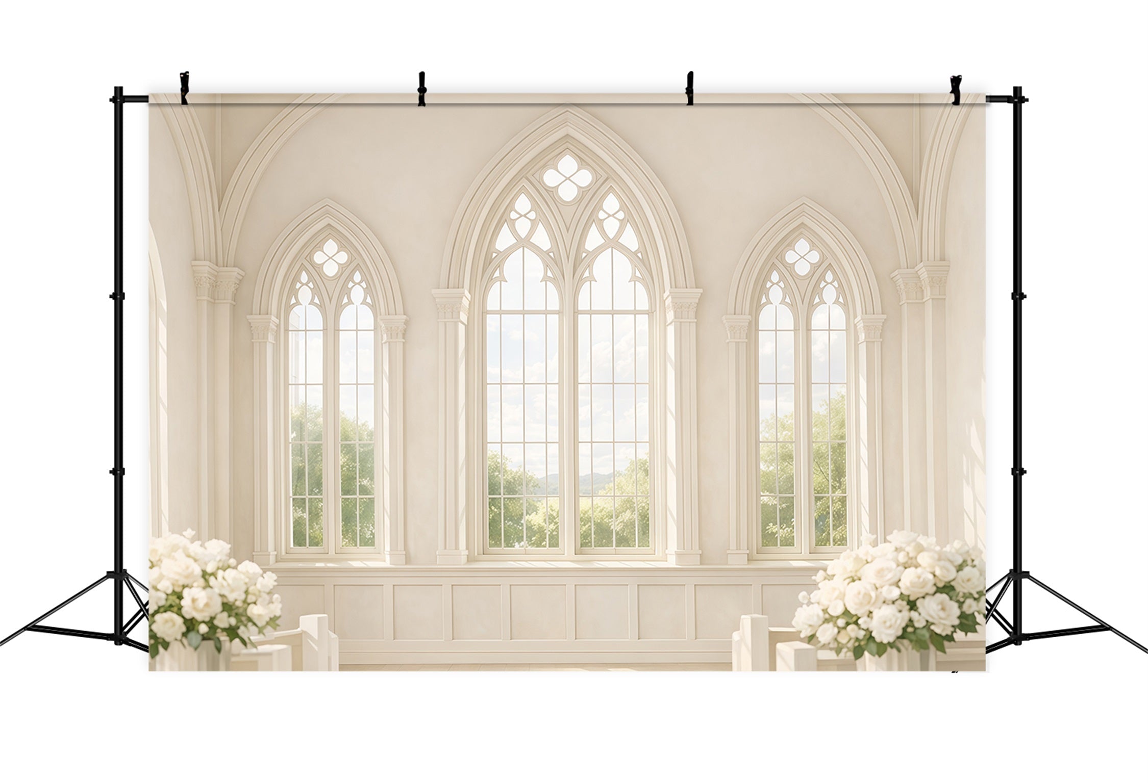 Ideen für Oster-Fotohintergründe in der Kirche Sonnendurchflutetes gotisches Fenster Innenraum Oster-Bildhintergründe LXX62-42