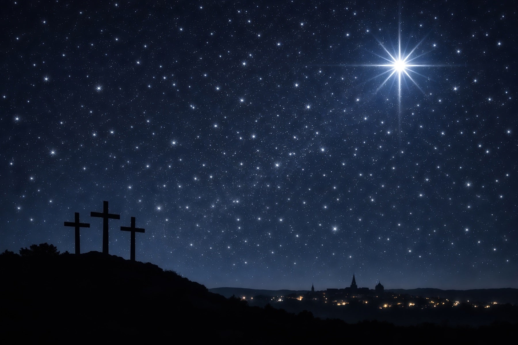 Oster-Kirchen-Hintergründe Sternenklare Kalvarienberg-Nacht Silhouette Oster-Hintergrund für Fotos LXX62-44