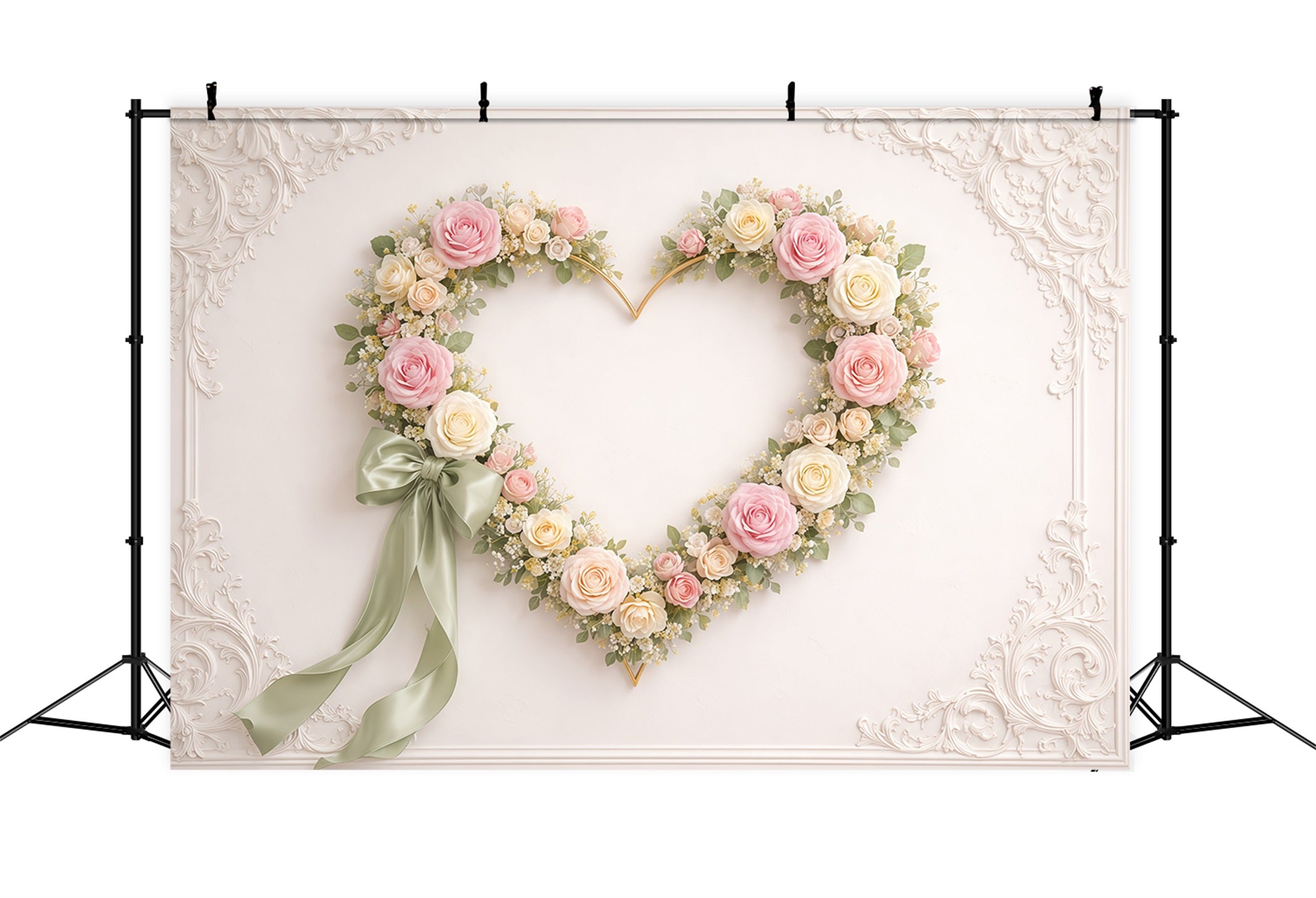 Herz-Blumenrahmen Muttertag-Hintergrund Vintage-Wandrosen-Band Muttertag-Hintergrund-Ideen LXX63-10