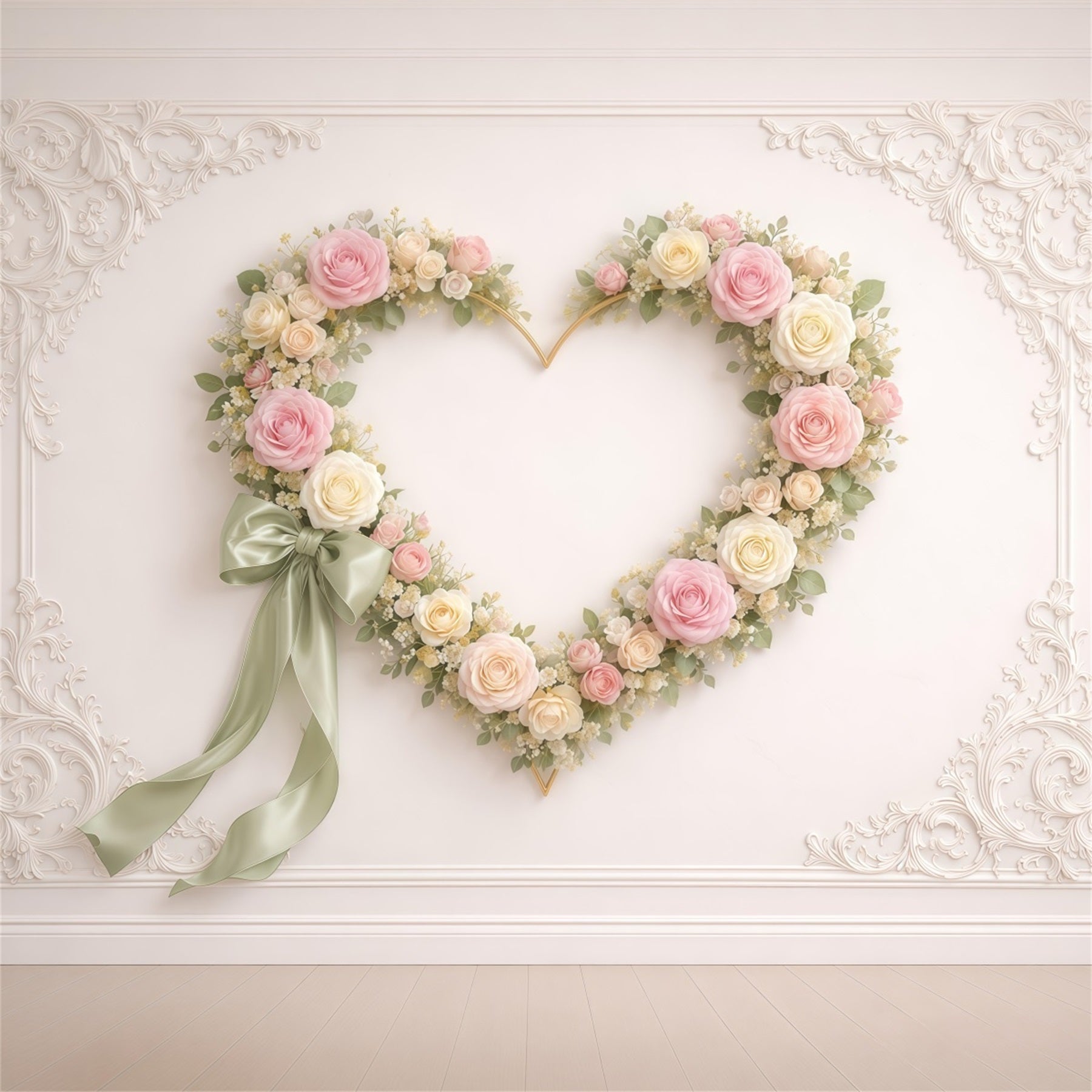 Herz-Blumenrahmen Muttertag-Hintergrund Vintage-Wandrosen-Band Muttertag-Hintergrund-Ideen LXX63-10