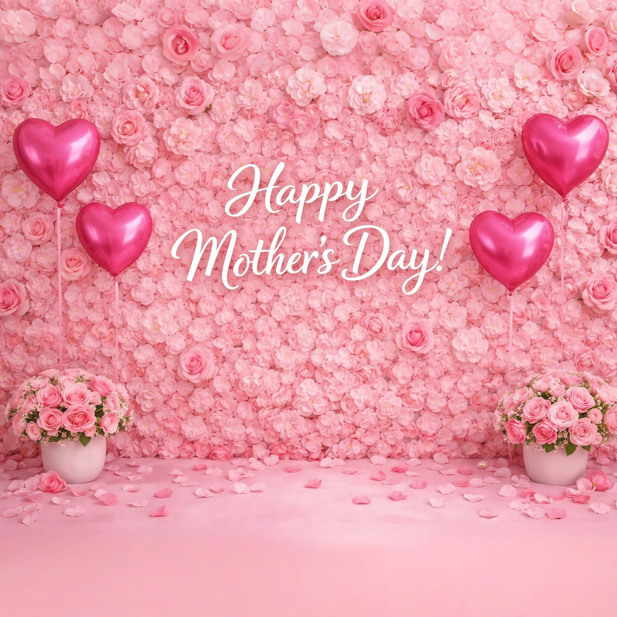 Ideen für Muttertags-Hintergründe für die Schule – Rosa Rosenwand, Herzballons, Fotohintergründe zum Muttertag LXX63-56
