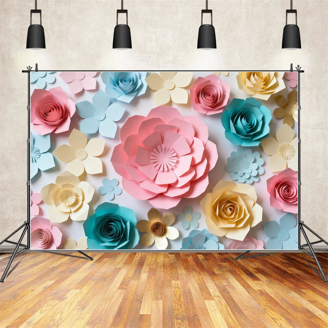 Papierblumen-Muttertags-Hintergrund Buntes Bastel-Blumenmuster Muttertags-Hintergrunddesign LXX63-61