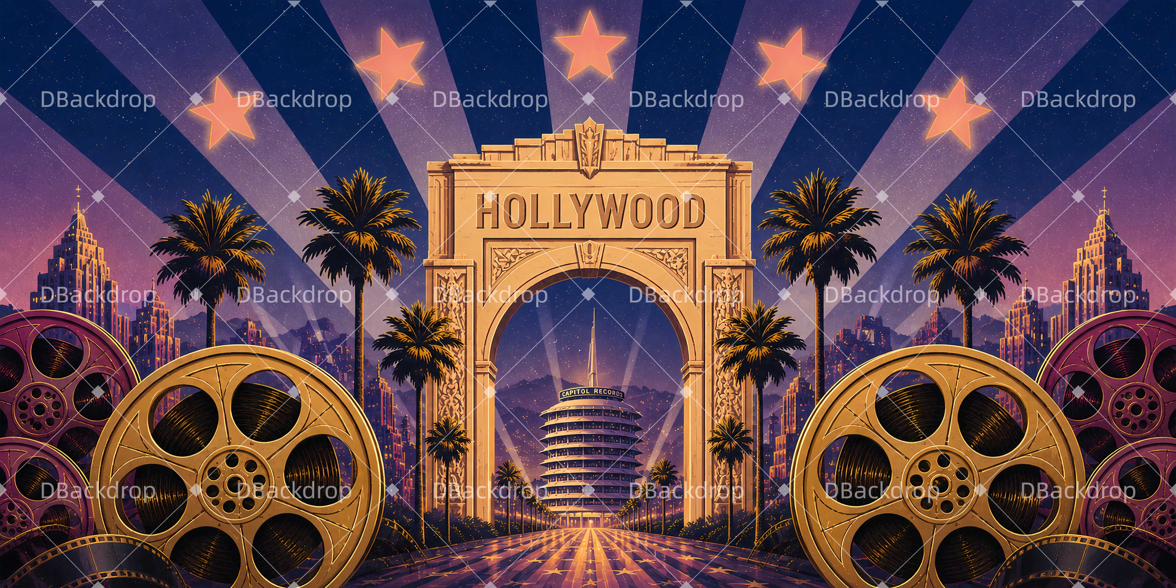 Goldener Filmbogen Bühnenhintergrund für festliche Aufführungen LXX65-T108