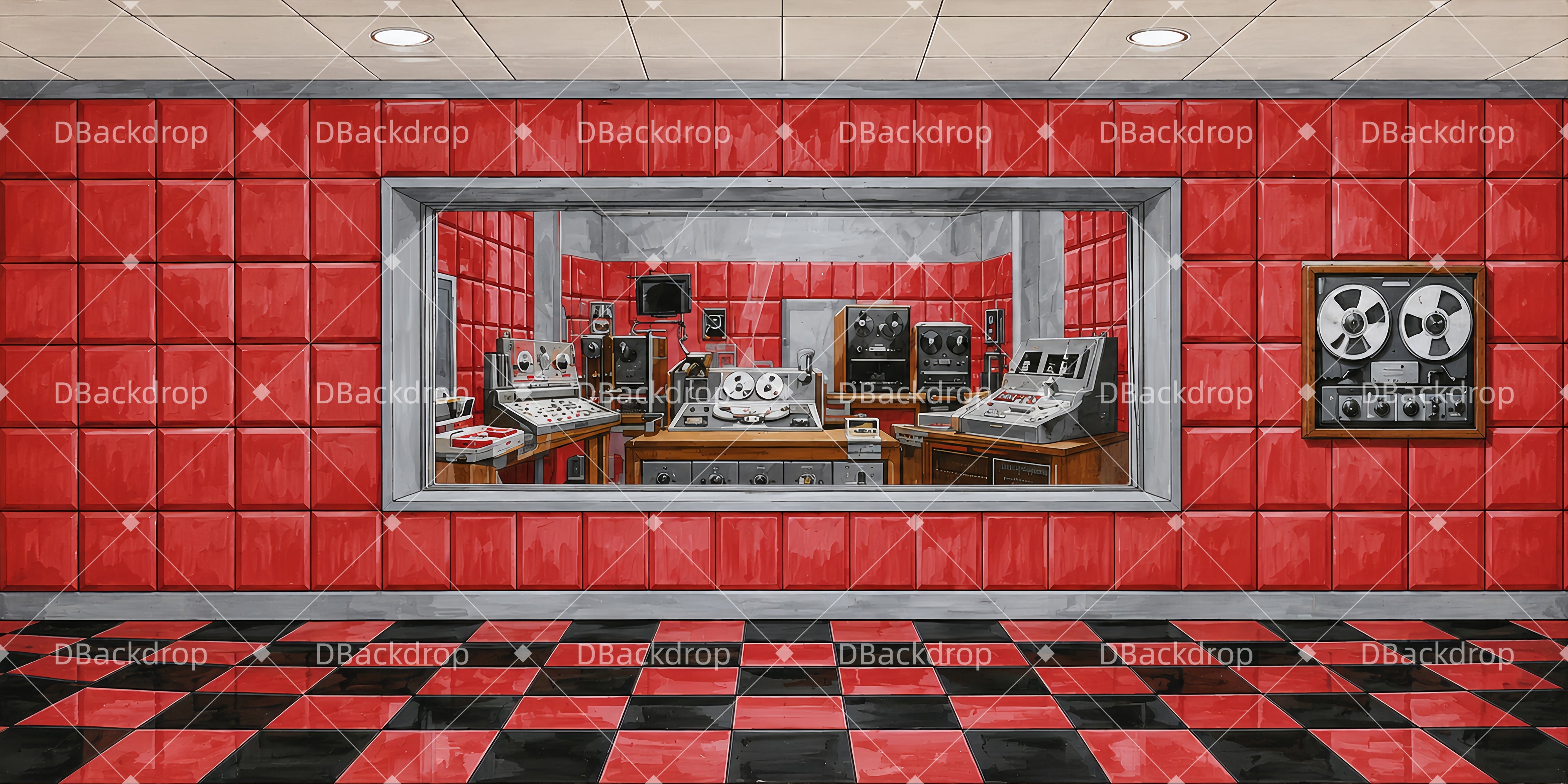 Rotes Tonstudio Musicalkulisse für die Theaterbühne LXX65-T109