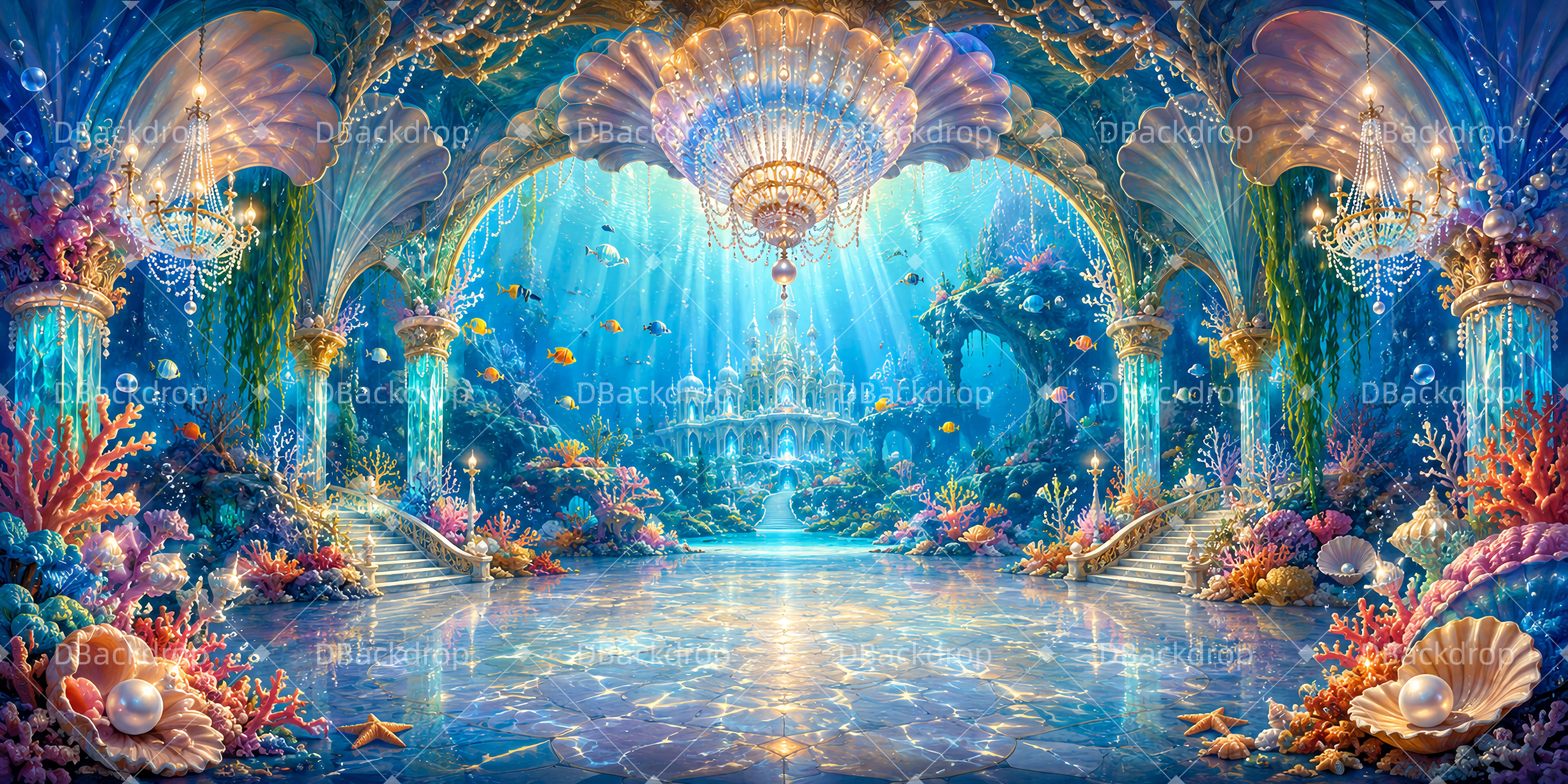 Ballsaal Hintergrund Unterwasser Kristallpalast Taucher VBS Kulisse LXX65-T13