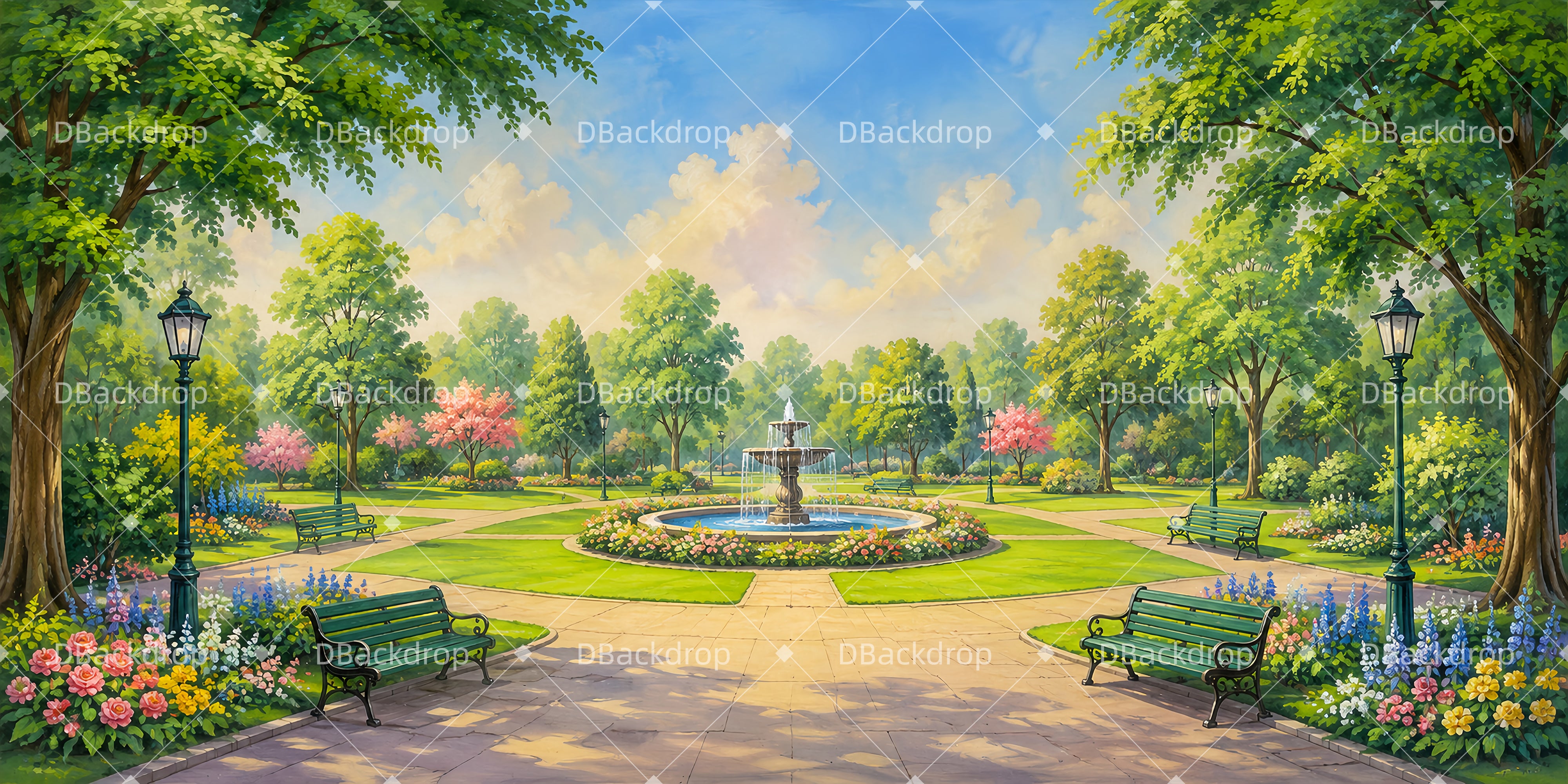 Stadtviertel Park Theaterstück Bühnenhintergrund Kulisse LXX66-T105