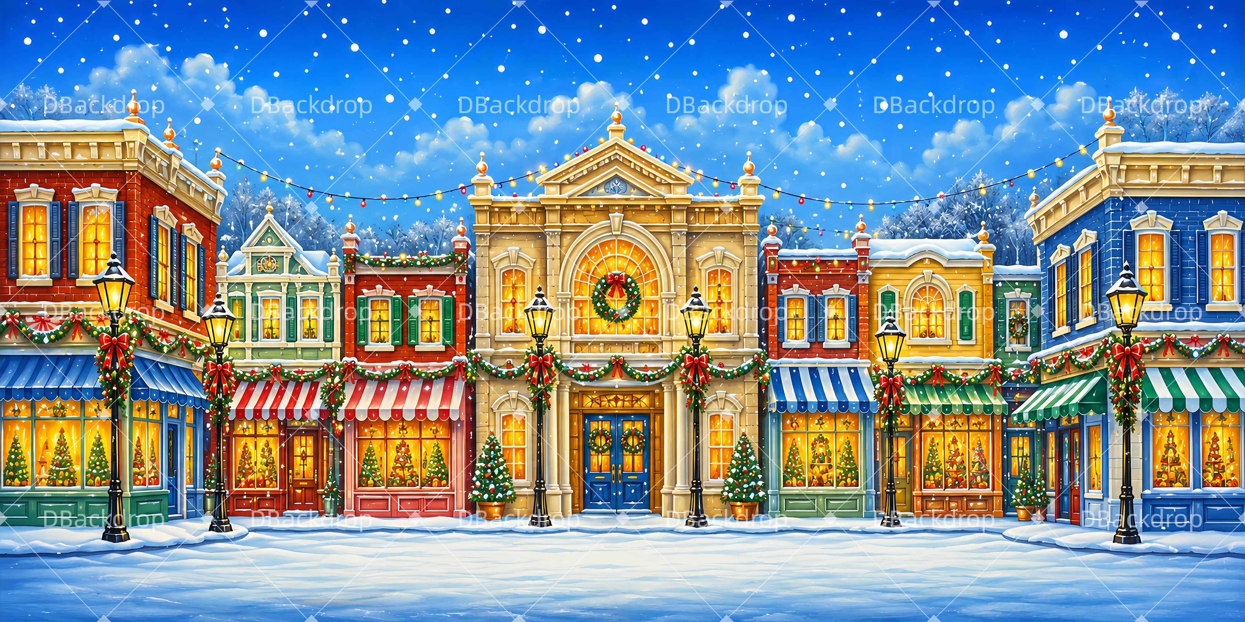 Weihnachtsstraße Bühnenhintergrund Theaterkulisse LXX66-T107