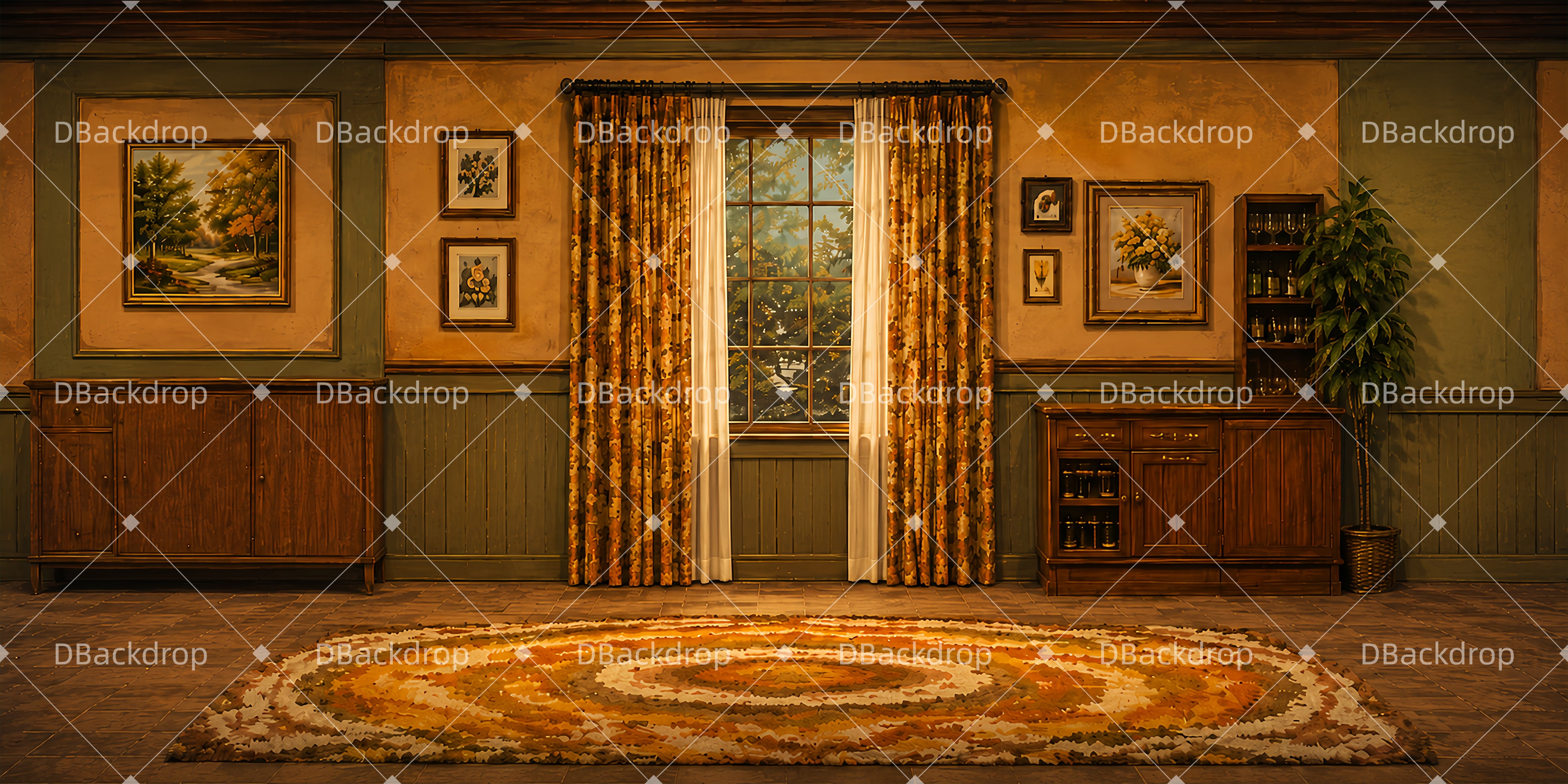 Theater Bühnenhintergrund Violets Wohnzimmer für Schultheater LXX66-T32