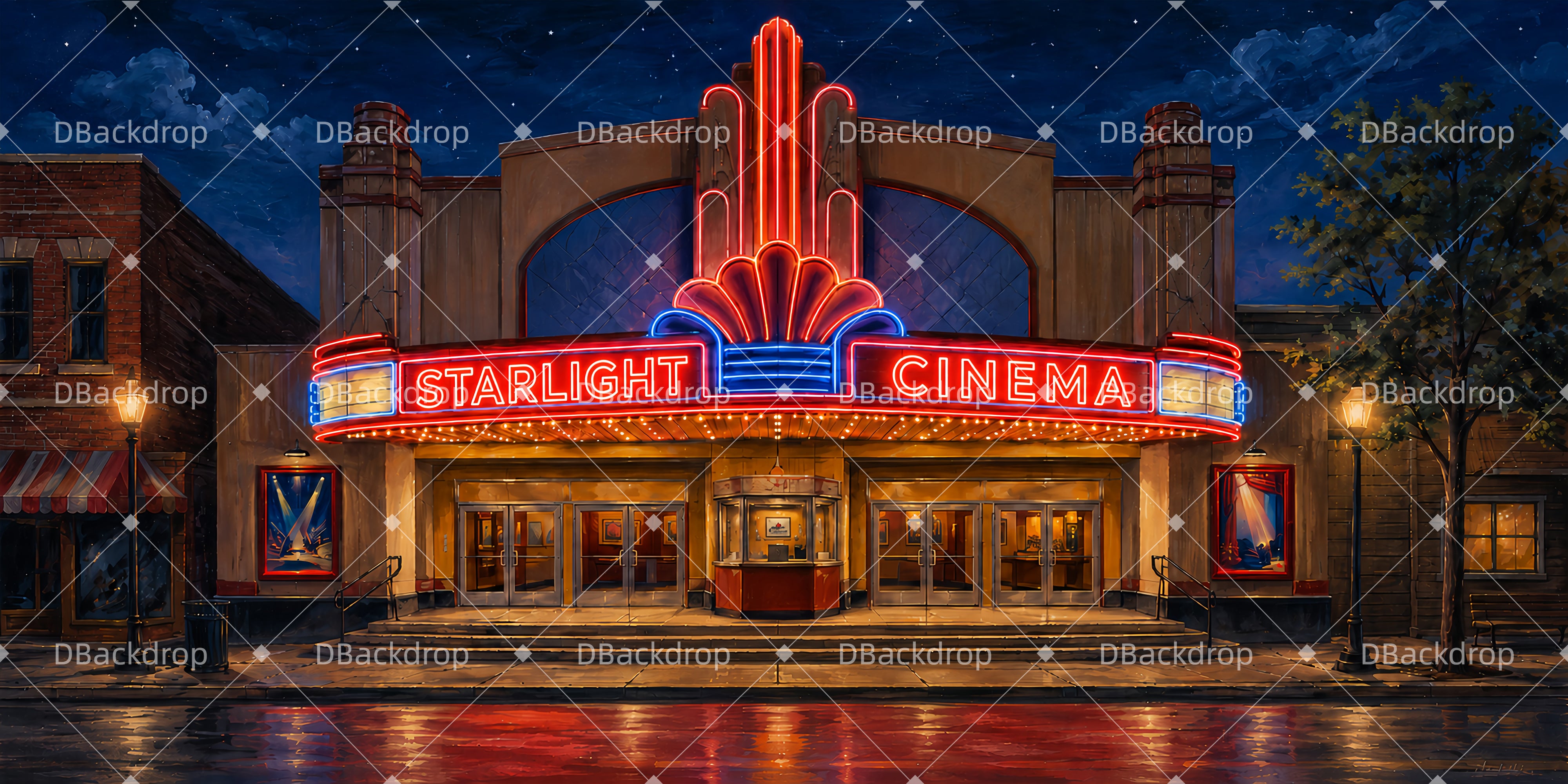 Broadway Bühnenhintergrund Kino-Außenfassade Aufführungskulisse LXX66-T40