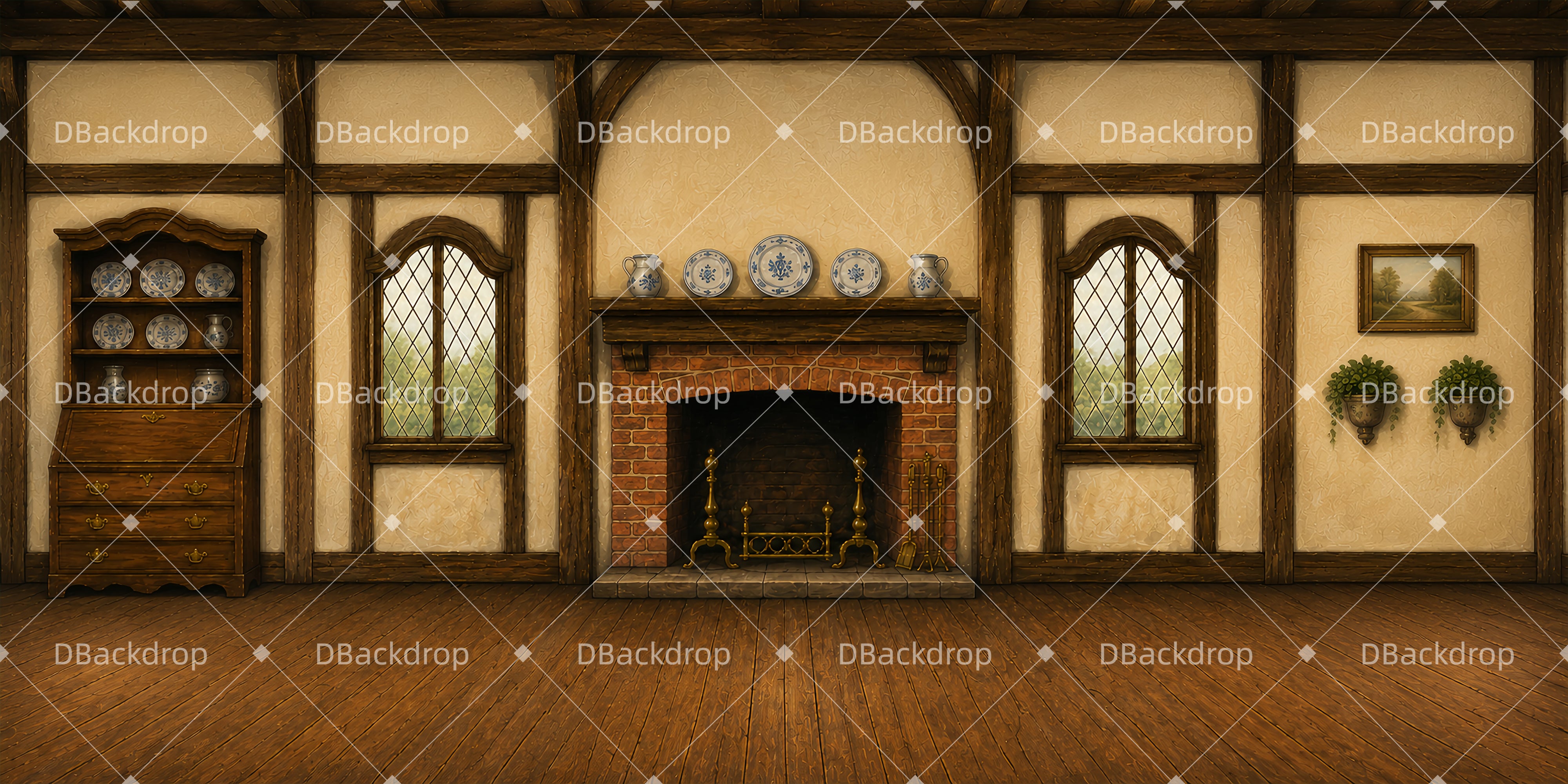 Großer Bühnenhintergrund Zwergenhütte Innenraum Theaterkulisse LXX66-T8