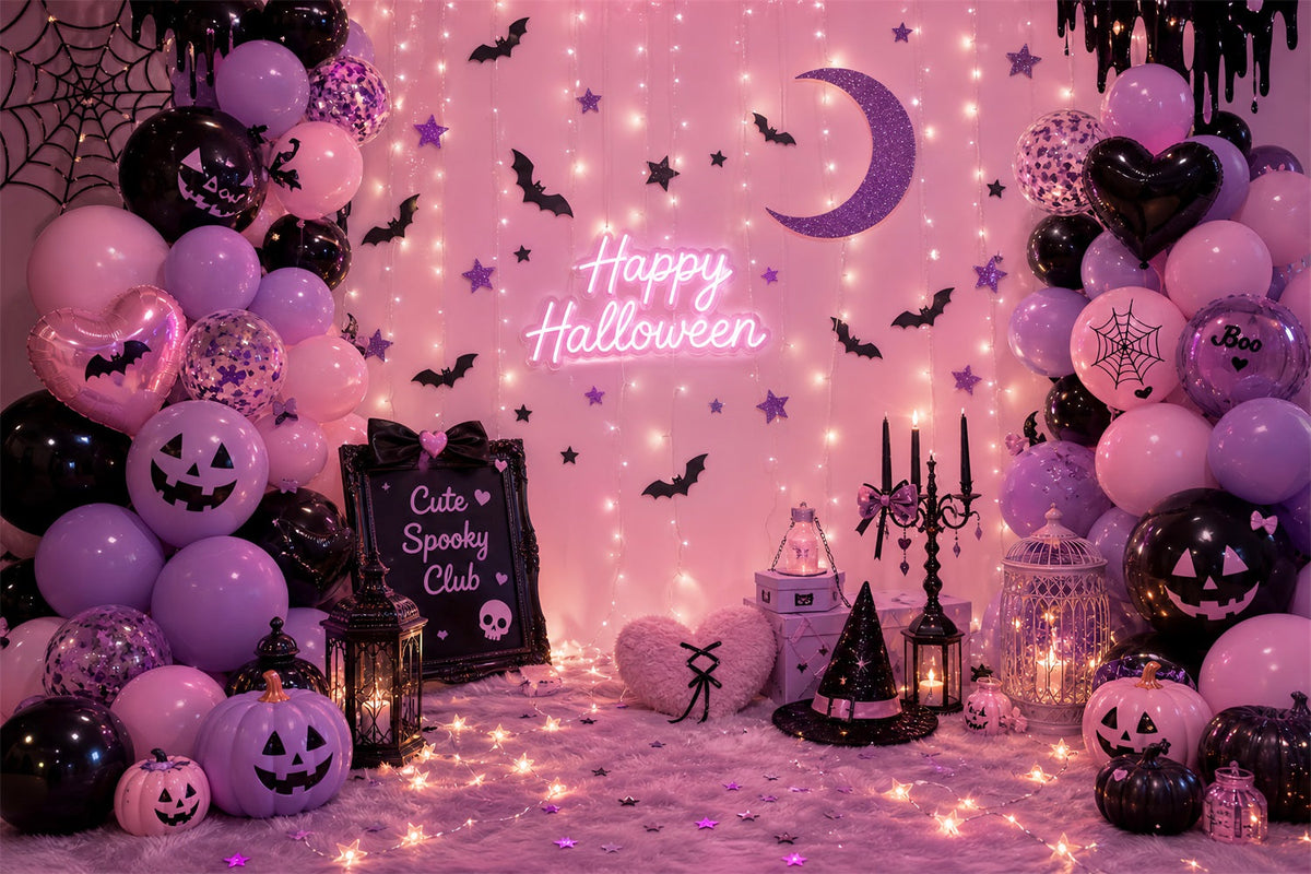 Halloween-Fotohintergrund Rosa Niedlich Gruselig Club Diy-Halloween-Fotohintergrund LXX67-107