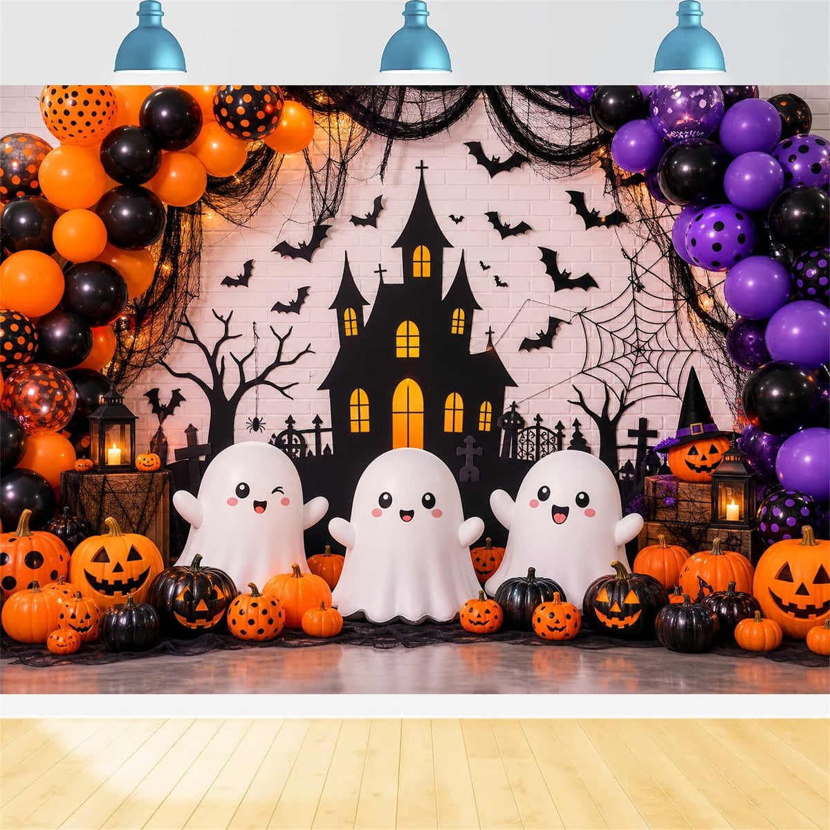 Halloween-Party-Fotohintergrund Geister-Kürbis-Partywand Halloween-Hintergrund LXX67-108