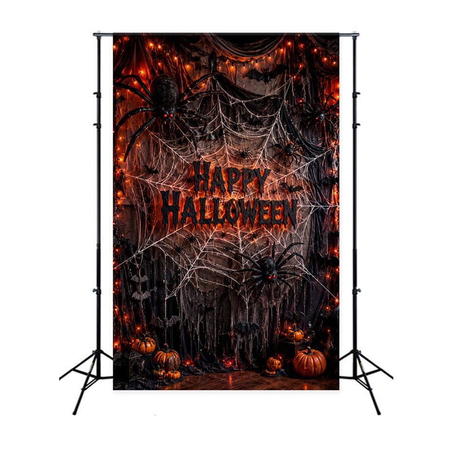 Halloween-Fotohintergrund Mit Riesigen Spinnennetz-Vorhängen LXX67-111