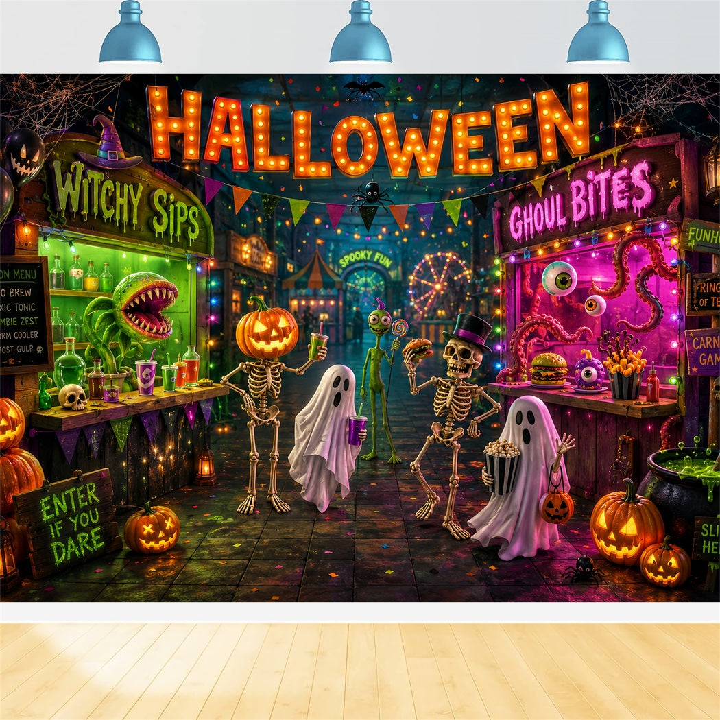 Halloween-Party-Hintergründe Neon Monster Karneval Straße Halloween Fotokabinen-Hintergrund LXX67-114