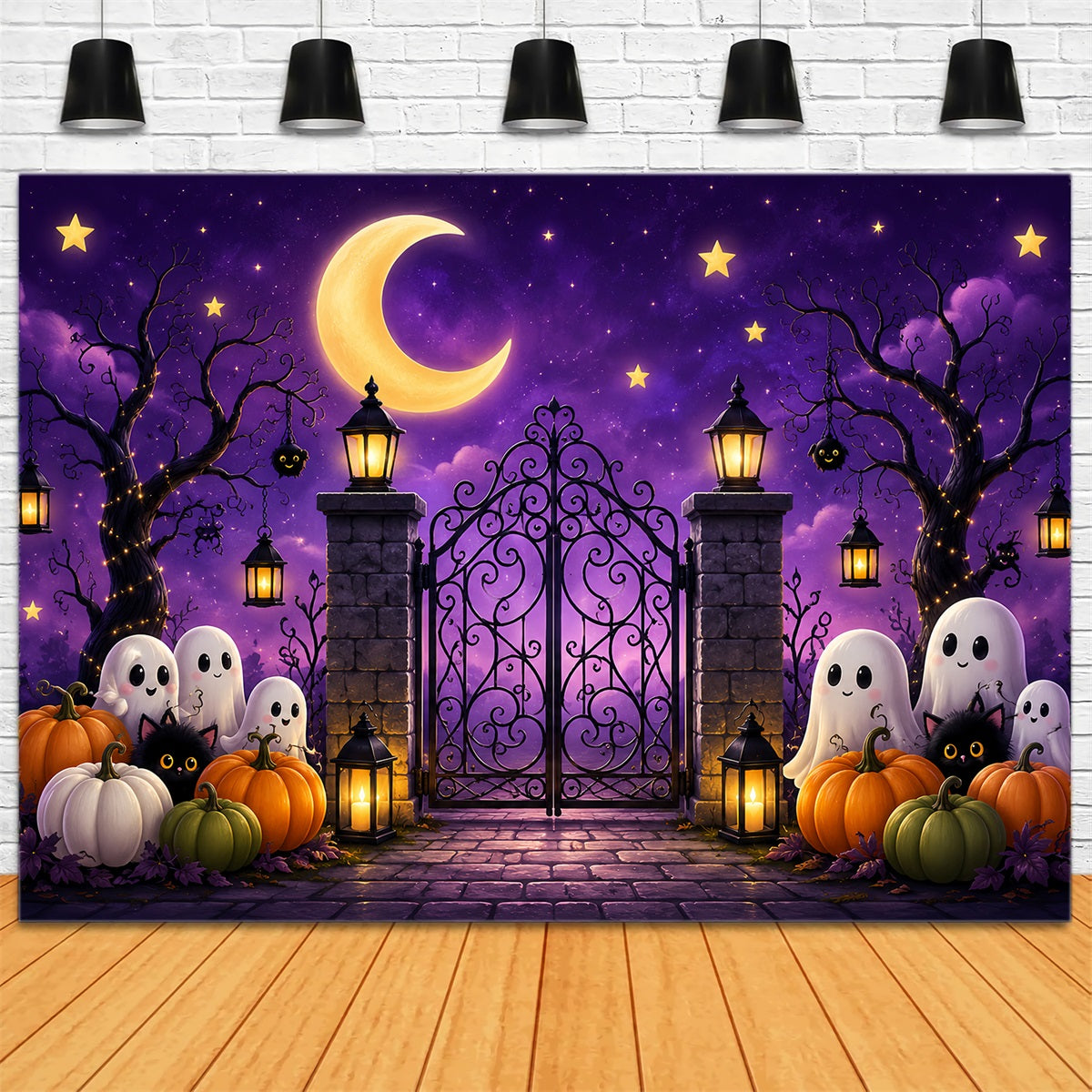 Halloween-Bogen-Hintergrund Niedliches Geister-Kürbis-Tor Große Halloween-Hintergründe LXX67-142