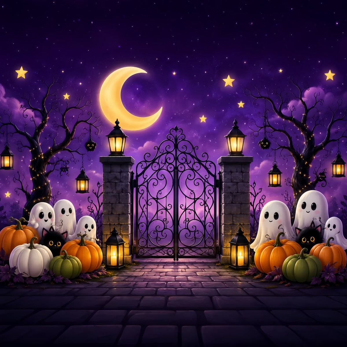 Halloween-Bogen-Hintergrund Niedliches Geister-Kürbis-Tor Große Halloween-Hintergründe LXX67-142