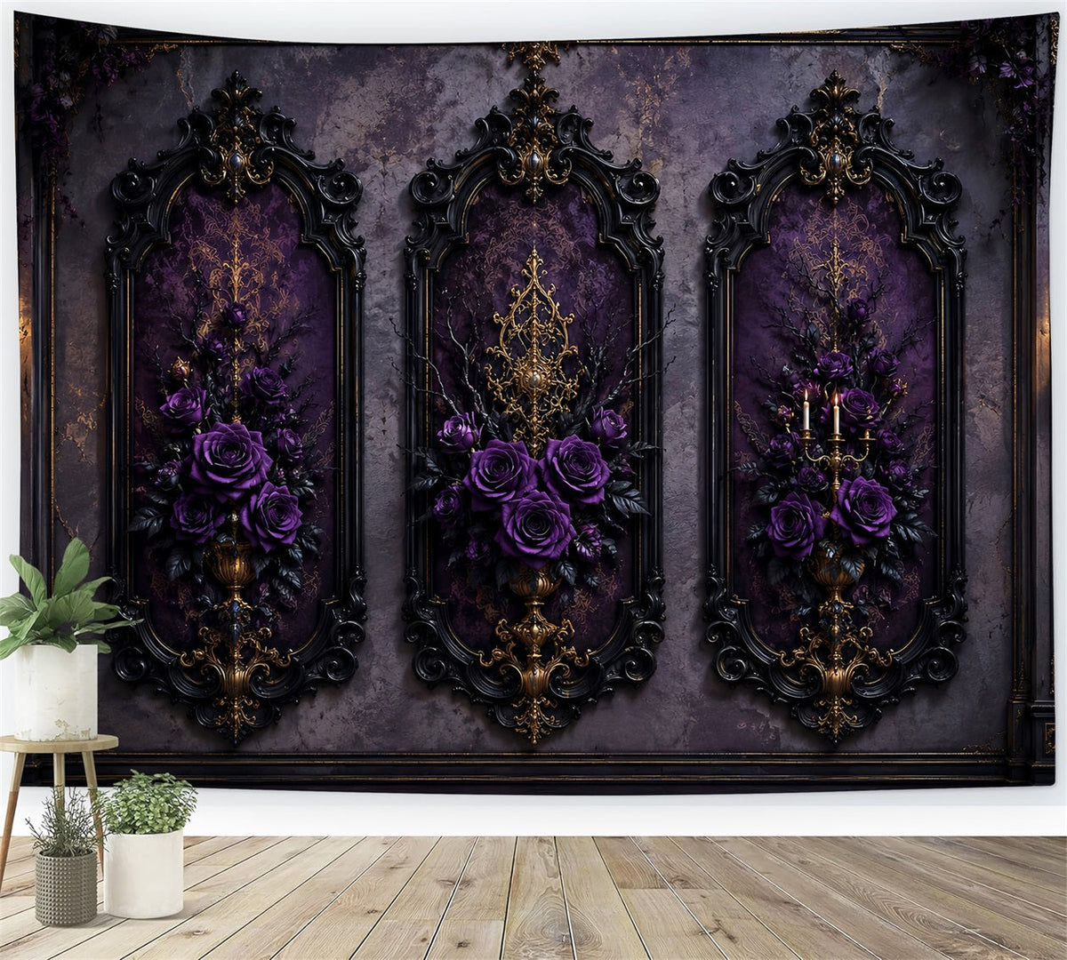 Halloween-Hintergrundideen Zum SelbermachenLila Rosen-Gothic-Paneele Lila Halloween-Hintergrund LXX67-153