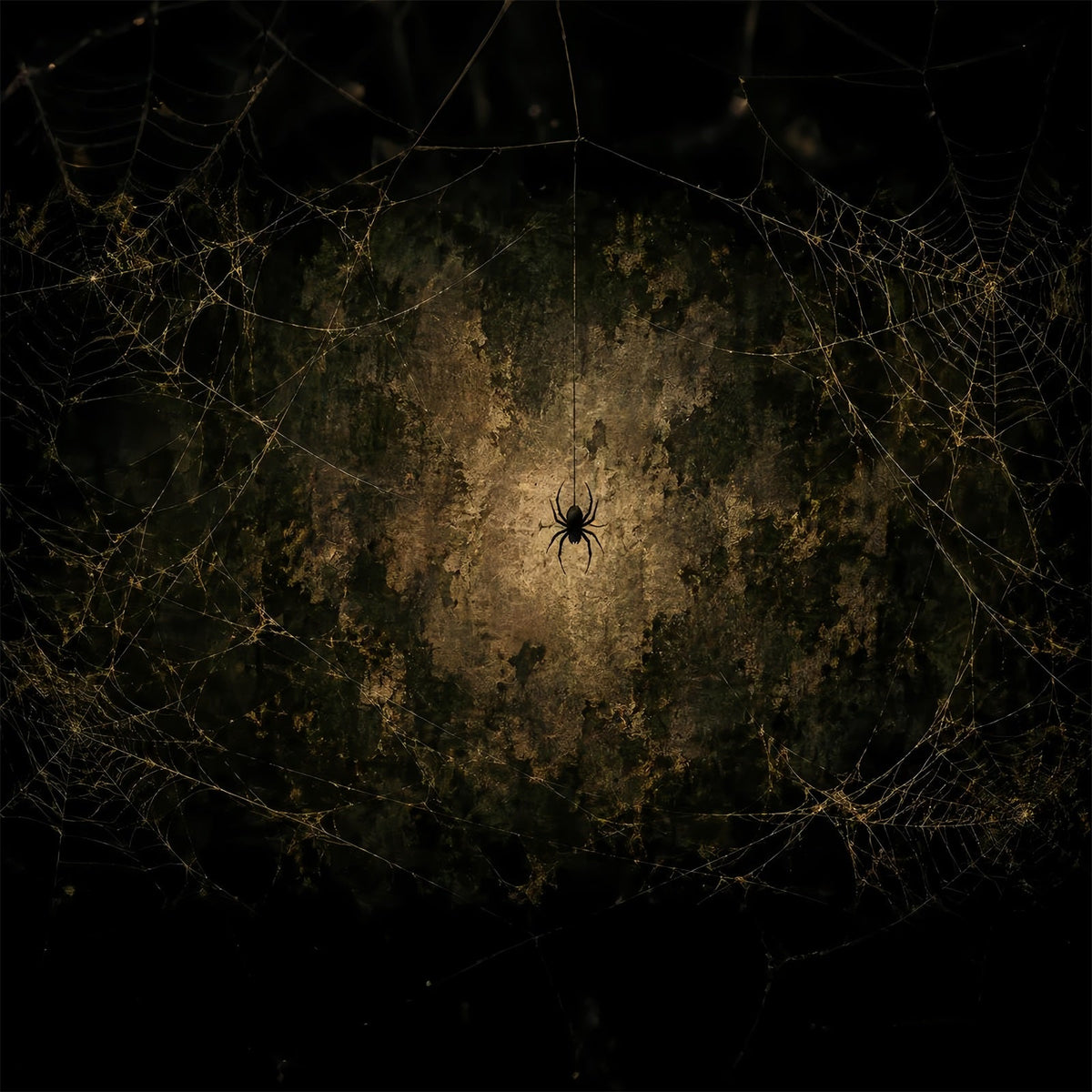 Halloween-Hintergrundfoto Goldenes Spinnennetz Grunge-Wand Halloween-Party-Hintergrund LXX67-169