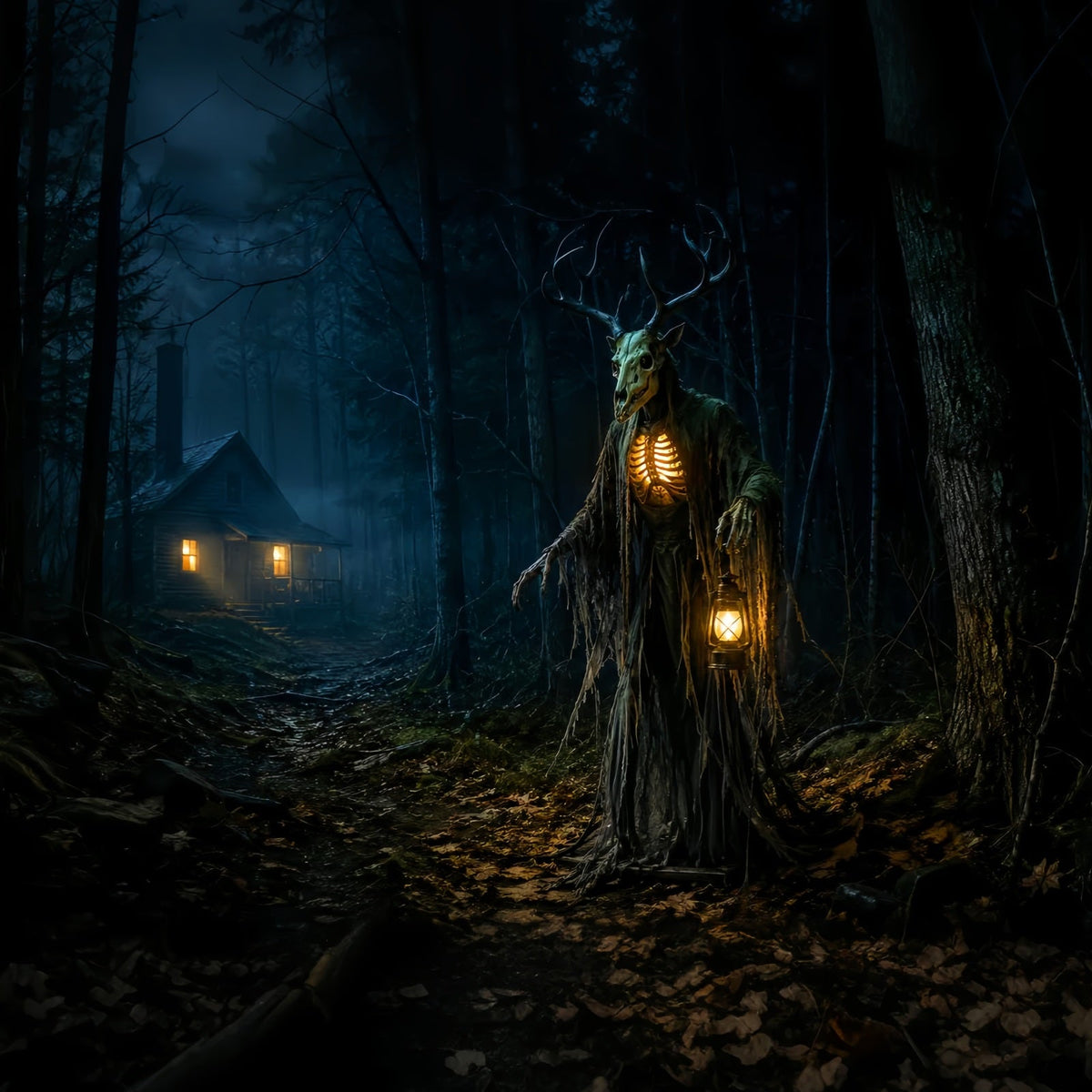 Halloween-Fotohintergrund Im FreienWaldgeist Mit Geweih LXX67-180