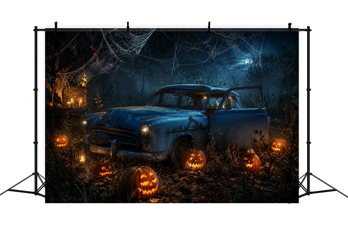Halloween-Garage-Kulisse Verlassener Kürbiswald Auto-Kulissen Für Halloween LXX67-184
