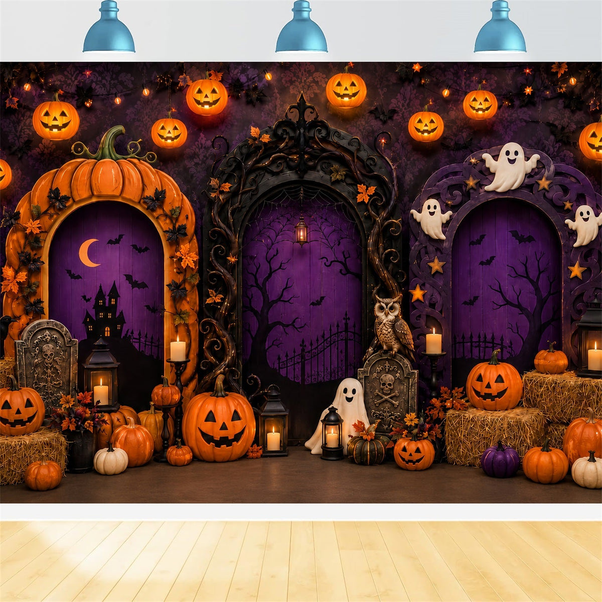 Halloween-Bogenkulisse Kürbis Geist Gotische Torbögen Große Halloween-Kulissen LXX67-192