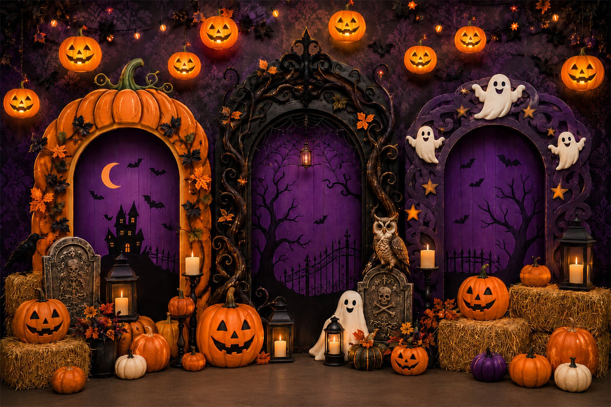 Halloween-Bogenkulisse Kürbis Geist Gotische Torbögen Große Halloween-Kulissen LXX67-192