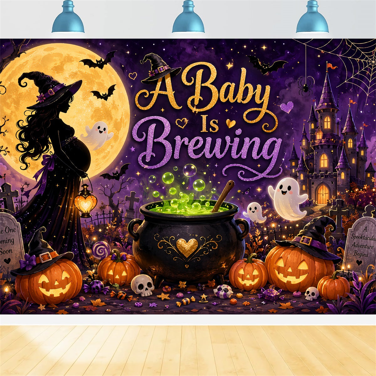 Halloween-Babyparty-Hintergrund Baby-Hexe-Braufeier-Fotografie Halloween-Hintergrund LXX67-195