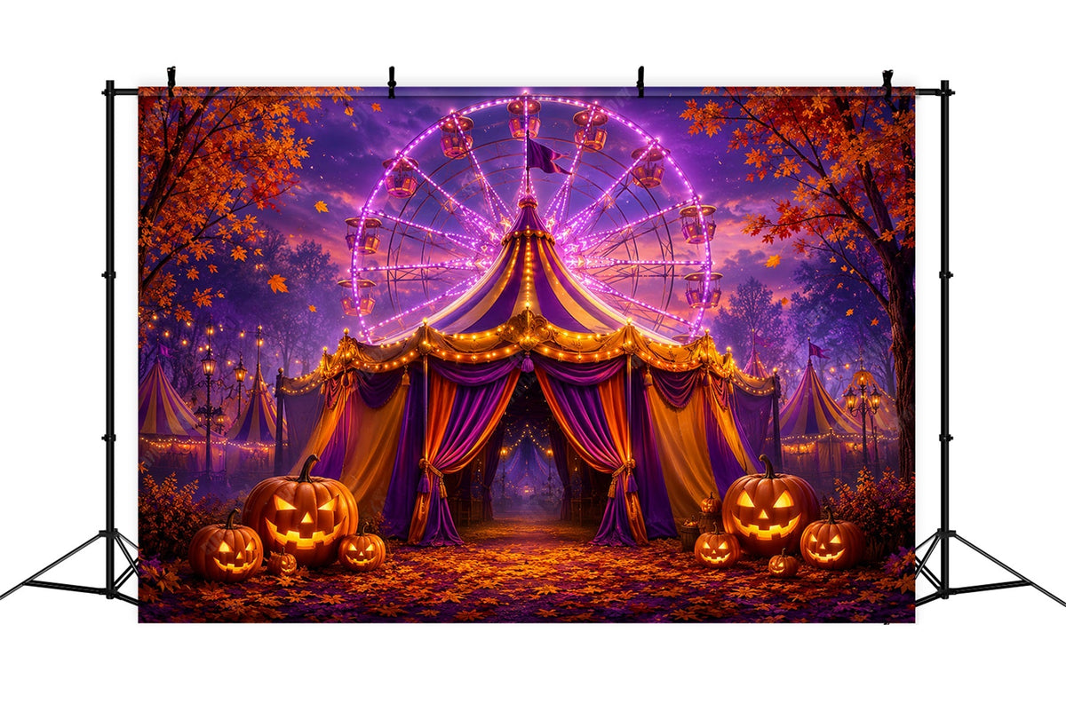 Halloween-Hintergründe Für FotosLila Karneval Kürbisfest Halloween-Zirkus-Hintergrund LXX67-198