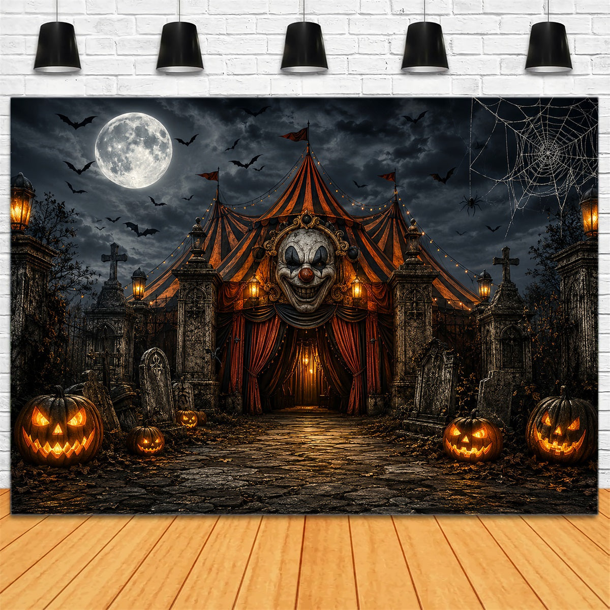 Halloween-Karnevalskulisse Unheimlicher Clown Friedhofszirkus Diy-Halloweenkulisse LXX67-199