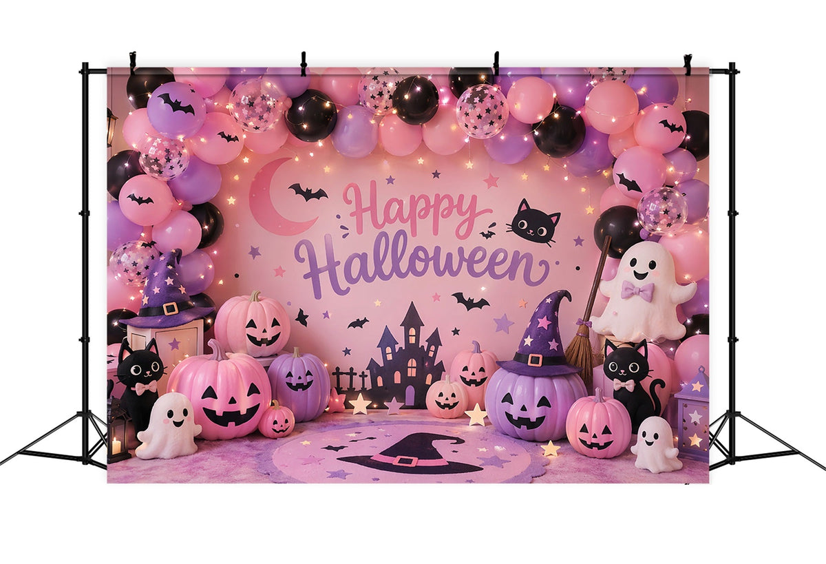 Diy Halloween Fotokulisse Pastellfarbene Geister-Kürbis-Party 10X10 Halloween Kulisse LXX67-200