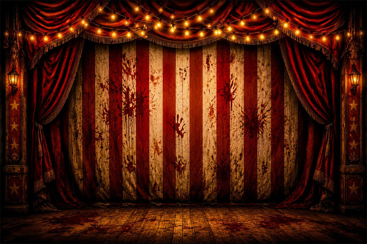 Halloween-Hintergrund Blutiger Zirkusvorhang Bühnenfoto-Hintergrund Halloween LXX67-22